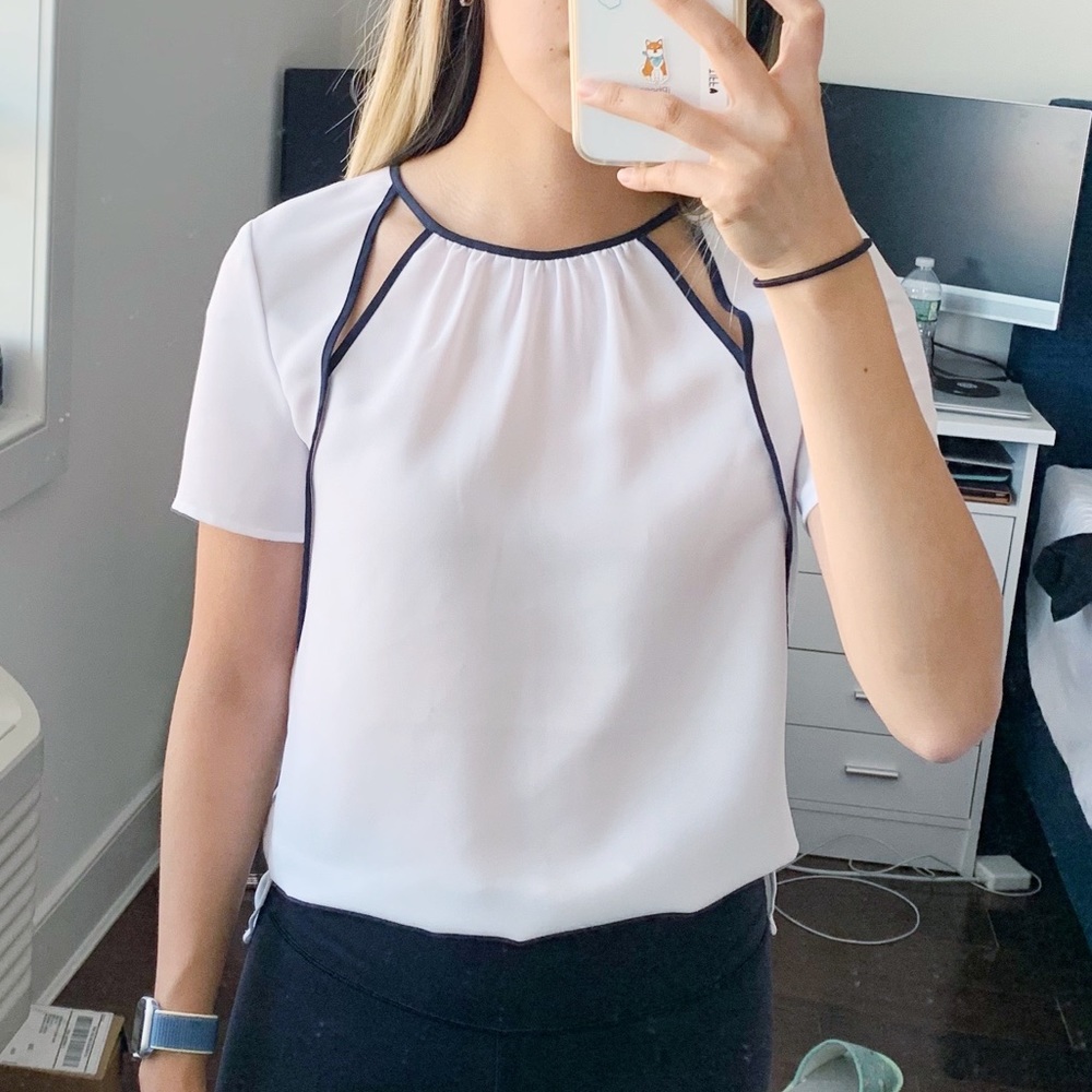 A|X White Tshirt blouse with cutouts